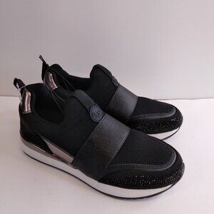 Nine West Black Slip On Sneakers Metallic Accent Rhinestones Size 6M